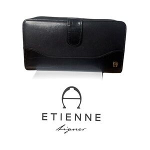 ETIENNE AIGNER Black Genuine Embossed Leather Wallet